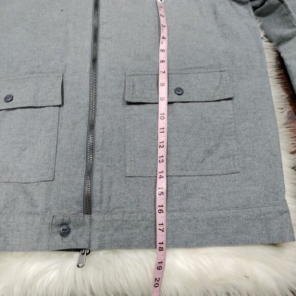 Express 100% Cotton Long Sleeve Full Zip Chore Coat Jacket Gray Men's Size Large - Picture 12 of 12